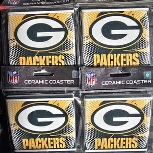 NWT🏈NFL Green Bay Packers Logo Ceramic Coasters - Set Of 4